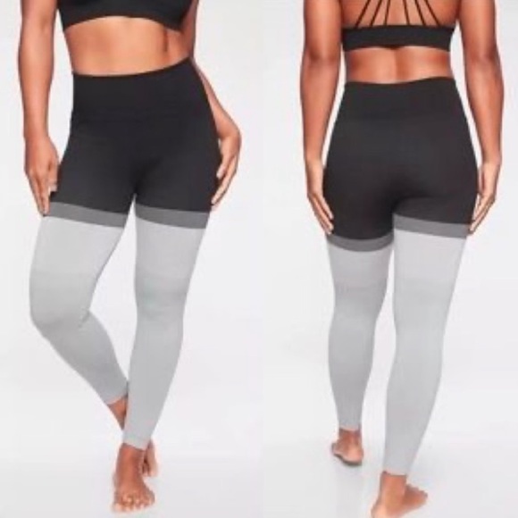 Athleta Intarsia high waist leggings M Colorblock GUC - Picture 2 of 11